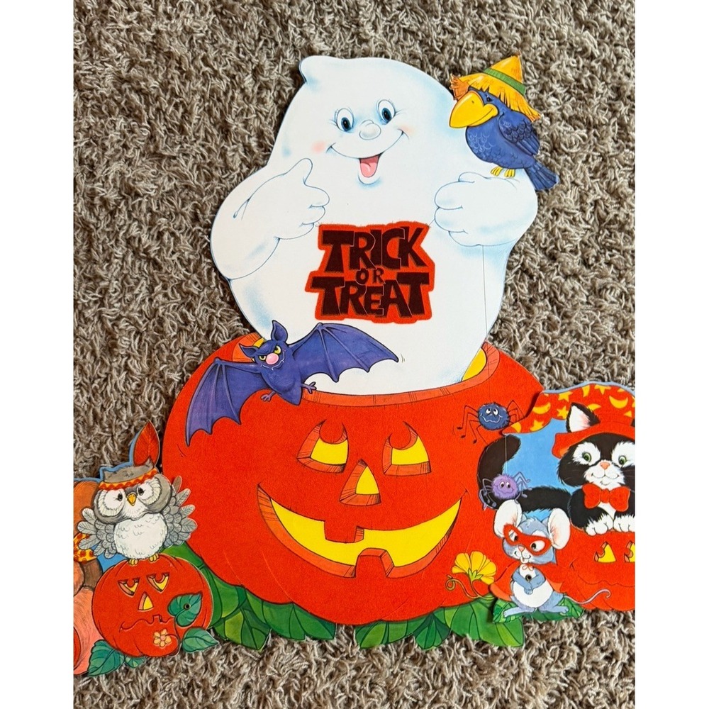 Vintage Halloween Fuzzy Die Cuts Wall Decor Lot of 12 - Picture 8 of 9